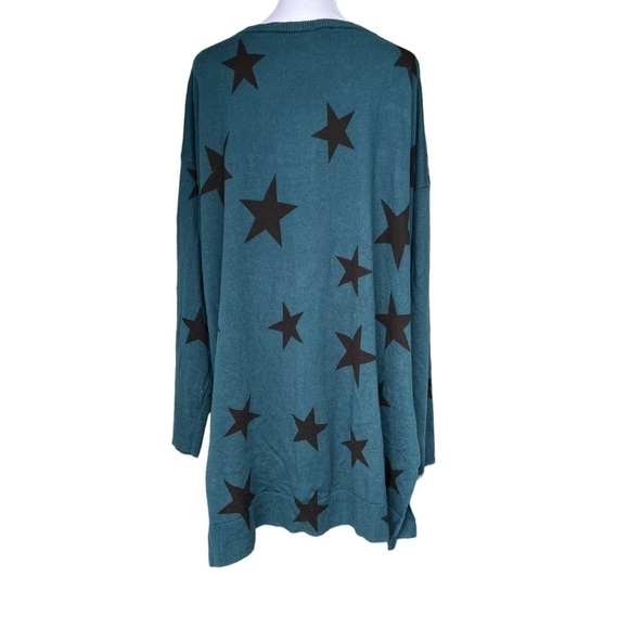 Torrid - Teal Star Print Scoop Neck Tunic Long Sleeve Skater Sweater Shirt Sz 1X - Picture 6 of 10